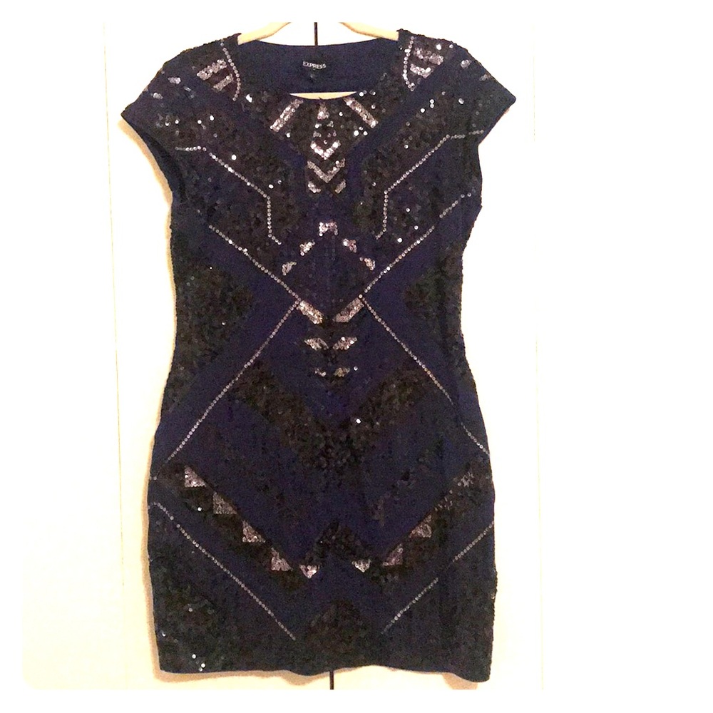 Blue sequined dress